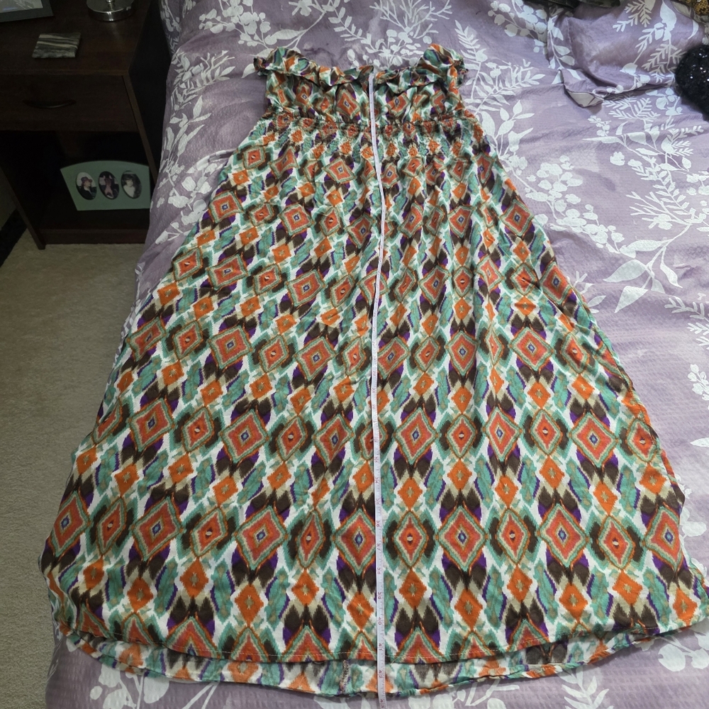 Maxi Dress Ikat Strapless Geometric Print Women's Plus Size 1X Caren Sport - Picture 14 of 16